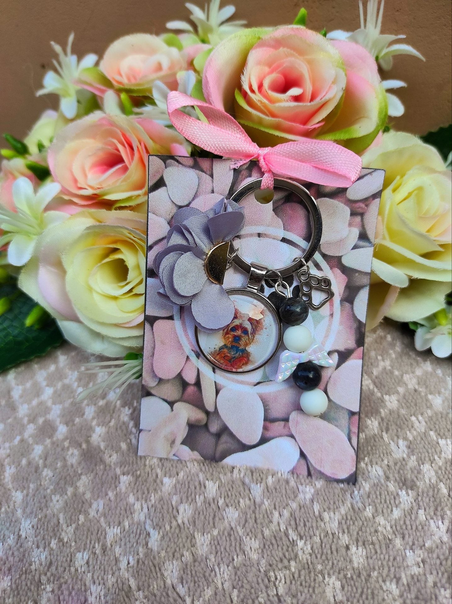 Yorkshire terrier kutyás ásvány kulcstartó